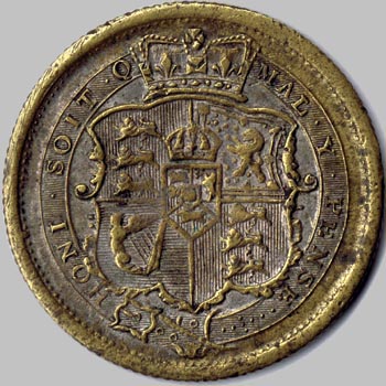 A close-up of a coin

Description automatically generated